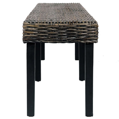 Panca 160 cm Nera in Rattan Naturale Kubu e Massello di Mango