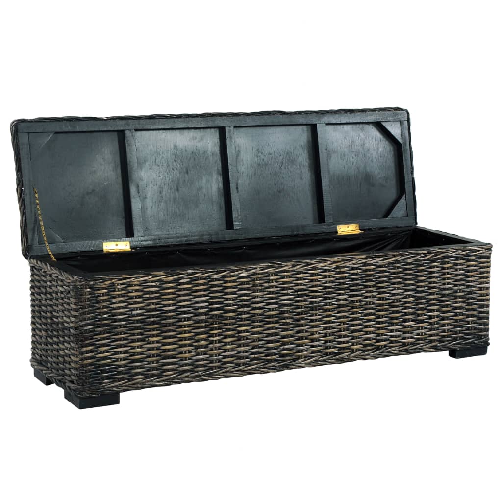 Scatola Portaoggetti 120 cm Nera Rattan Kubu e Massello Mango