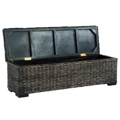 Scatola Portaoggetti 120 cm Nera Rattan Kubu e Massello Mango