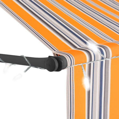 Tenda da Sole Retrattile Manuale con LED 200 cm Gialla e Blu