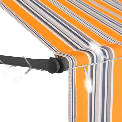 Tenda da Sole Retrattile Manuale con LED 300 cm Gialla e Blu