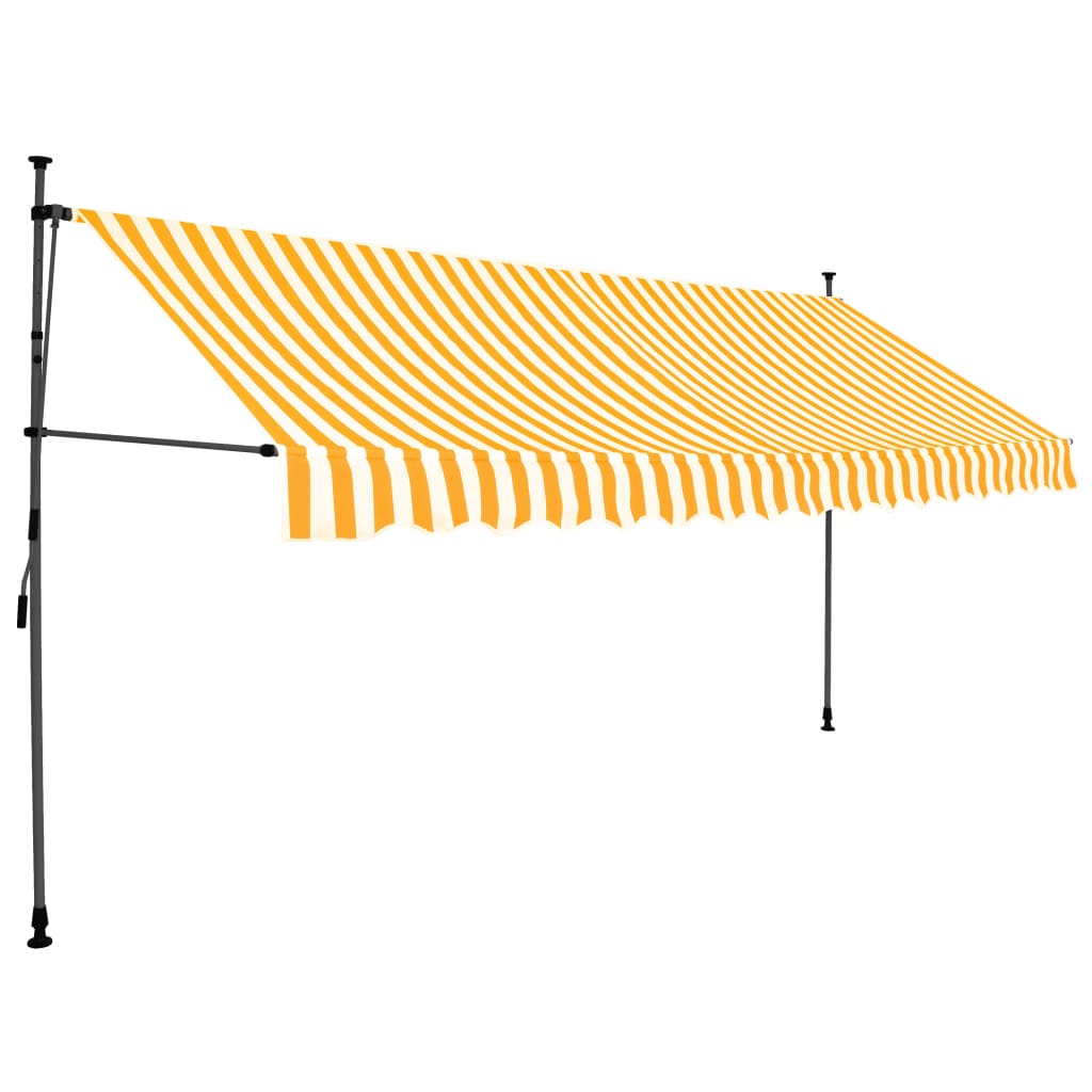 Tenda da Sole Retrattile Manuale LED 400 cm Bianca e Arancione