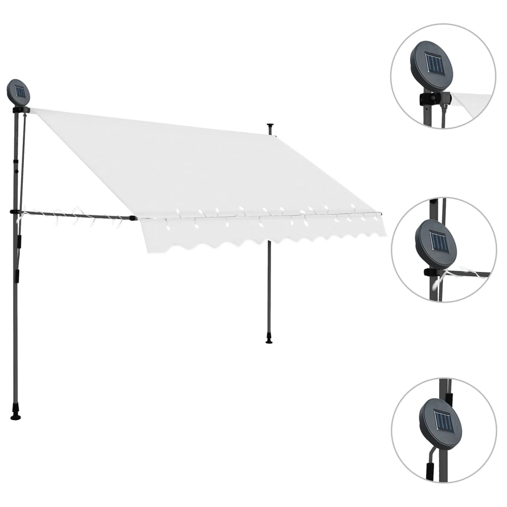 Tenda da Sole Retrattile Manuale con LED 250 cm Crema