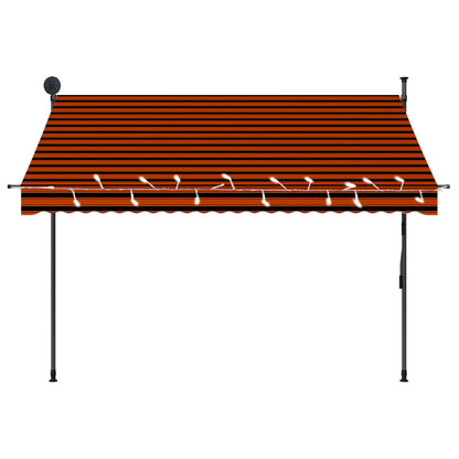 Tenda da Sole Retrattile Manuale LED 250 cm Arancione e Marrone