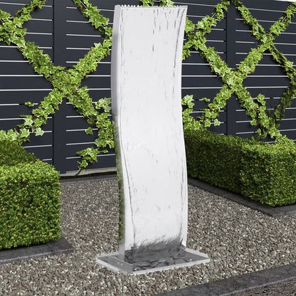 Fontana da Giardino con Pompa in Acciaio Inox 130 cm Curvo