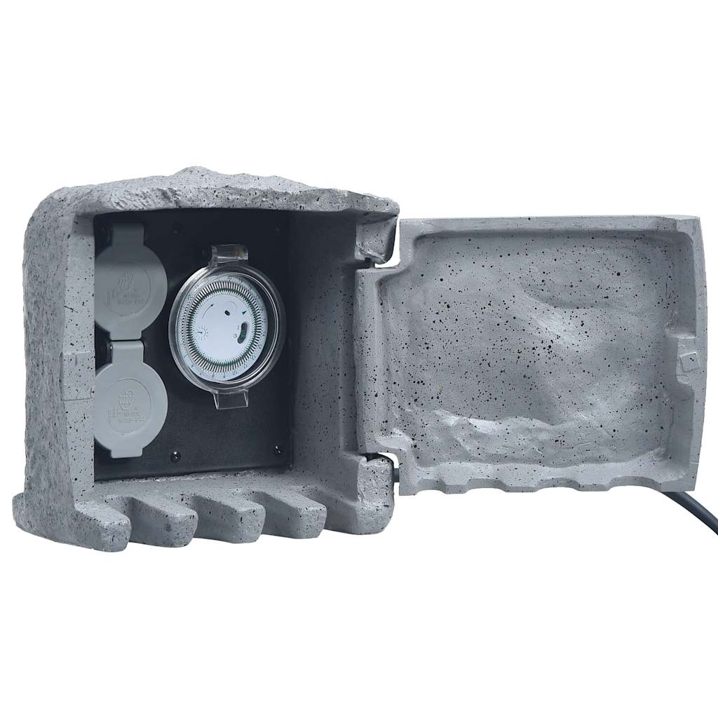 Presa da Esterno 2 Spine con Timer in Poliresina Grigia
