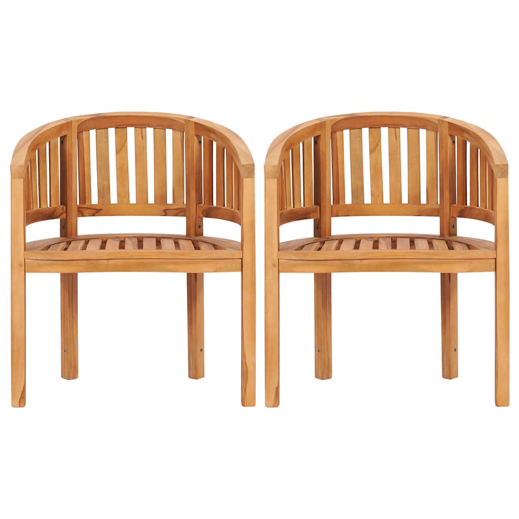 Sedie a Forma di Banana 2 pz in Legno Massello de Teak