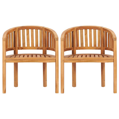 Sedie a Forma di Banana 2 pz in Legno Massello de Teak