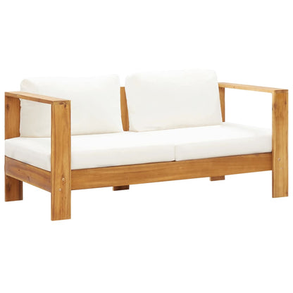 Sedia da Giardino con Cuscino 140 cm Bianco Crema Legno Acacia