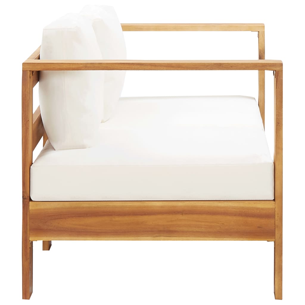 Sedia da Giardino con Cuscino 140 cm Bianco Crema Legno Acacia