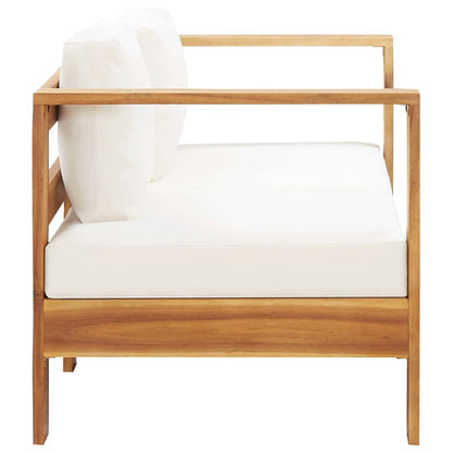 Sedia da Giardino con Cuscino 140 cm Bianco Crema Legno Acacia