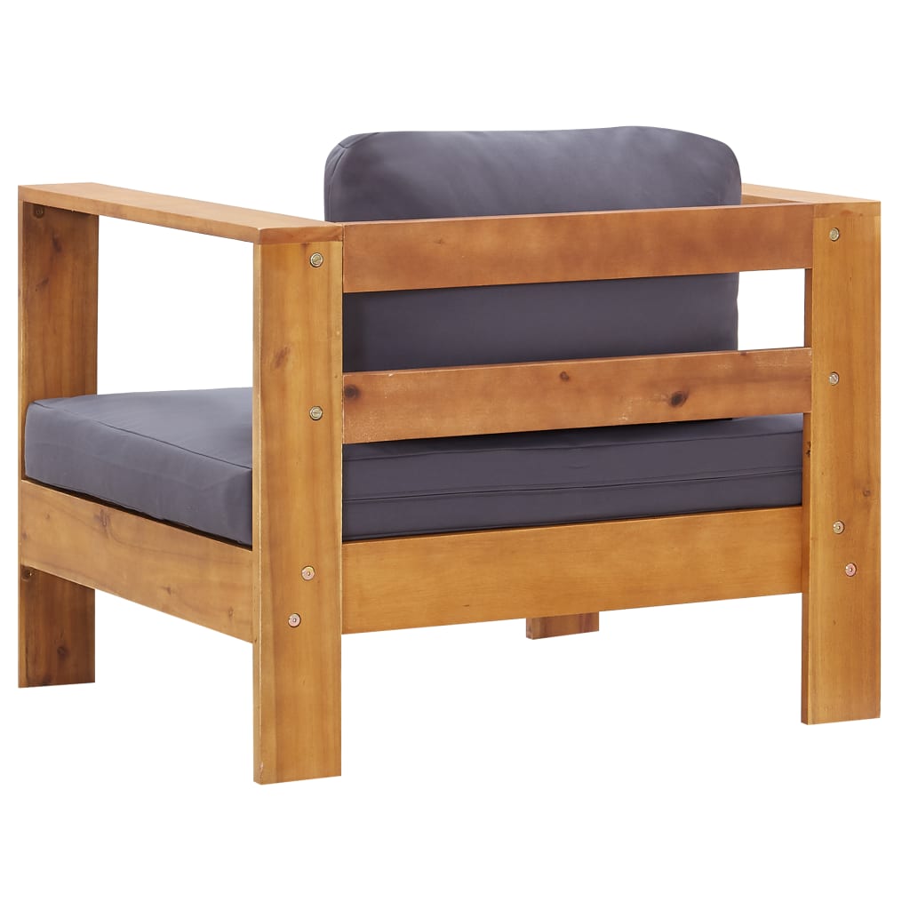 Sedia da Giardino con Cuscino Grigio Scuro in Legno di Acacia