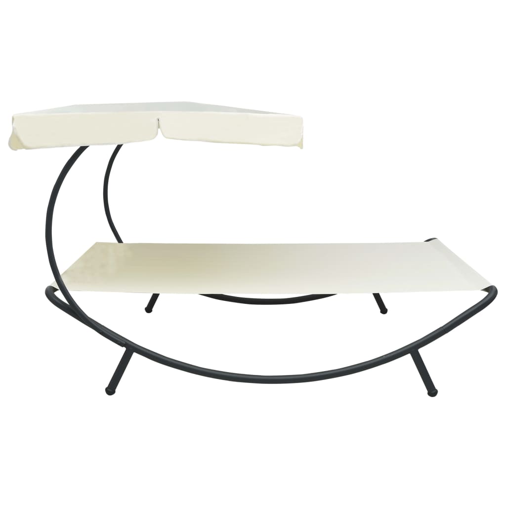 Lettino da Esterno con Baldacchino Bianco Crema