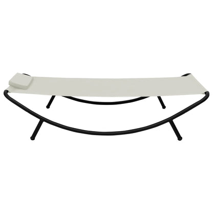Lettino da Giardino Crema 200x90 cm in Acciaio
