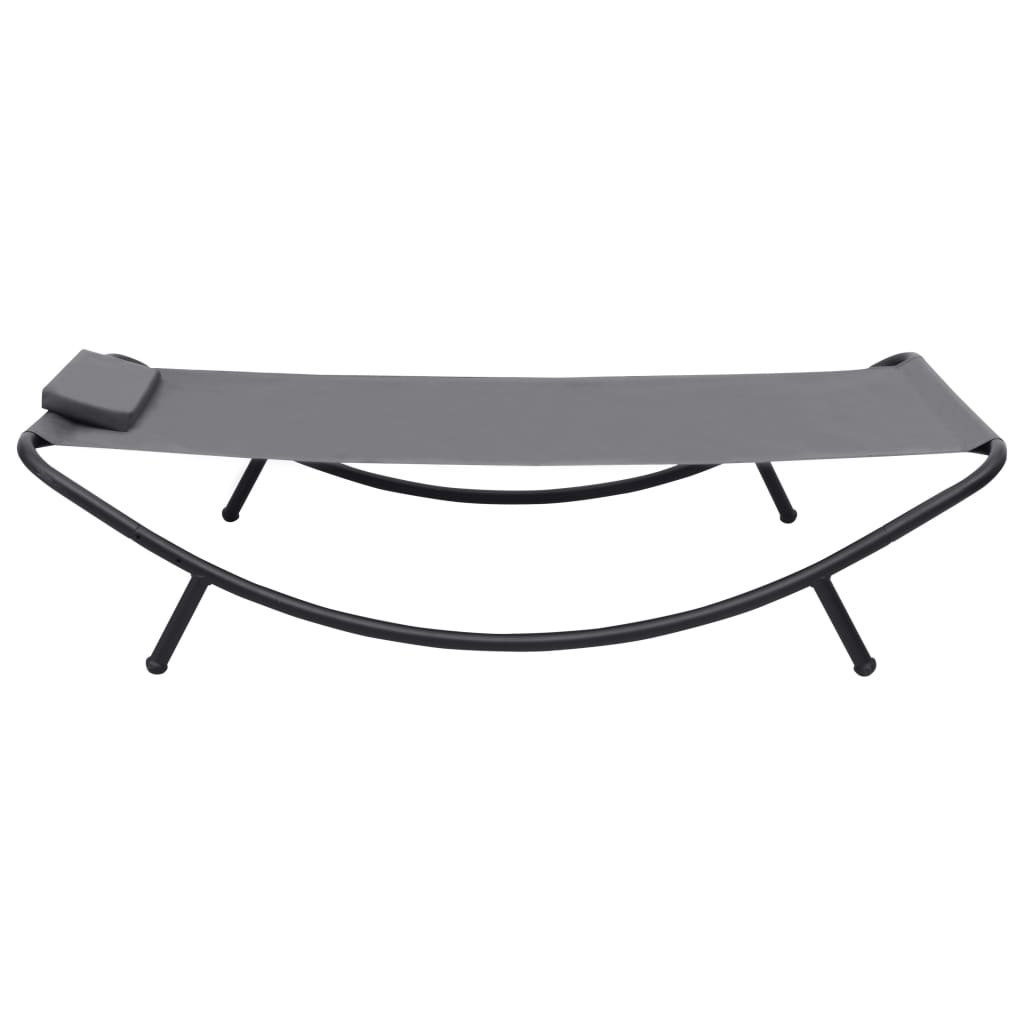 Lettino da Giardino Grigio 200x90 cm in Acciaio