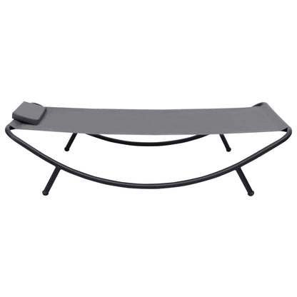 Lettino da Giardino Grigio 200x90 cm in Acciaio
