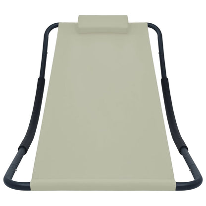 Lettino da Giardino Crema 200x90 cm in Acciaio