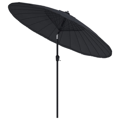 Ombrellone da Giardino con Palo in Alluminio 270 cm Nero