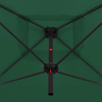 Ombrellone Doppio con Palo in Acciaio 250x250 cm Verde