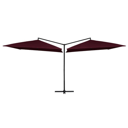 Ombrellone Doppio con Palo in Acciaio 250x250 cm Rosso Bordò