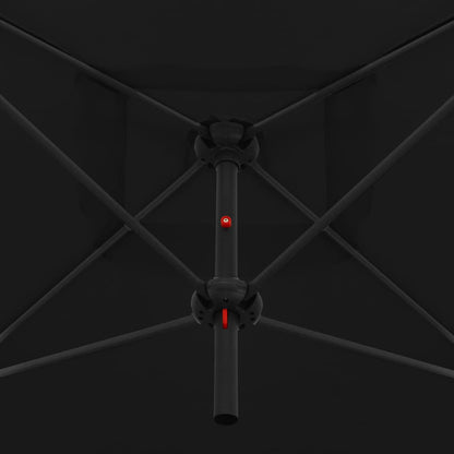 Ombrellone Doppio con Palo in Acciaio 250x250 cm Nero