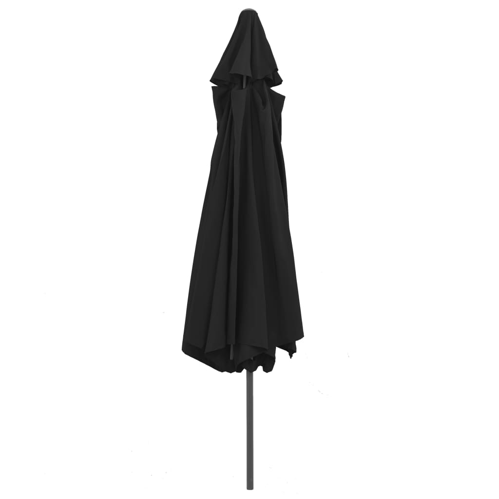 Ombrellone da Giardino con Palo in Metallo 390 cm Nero