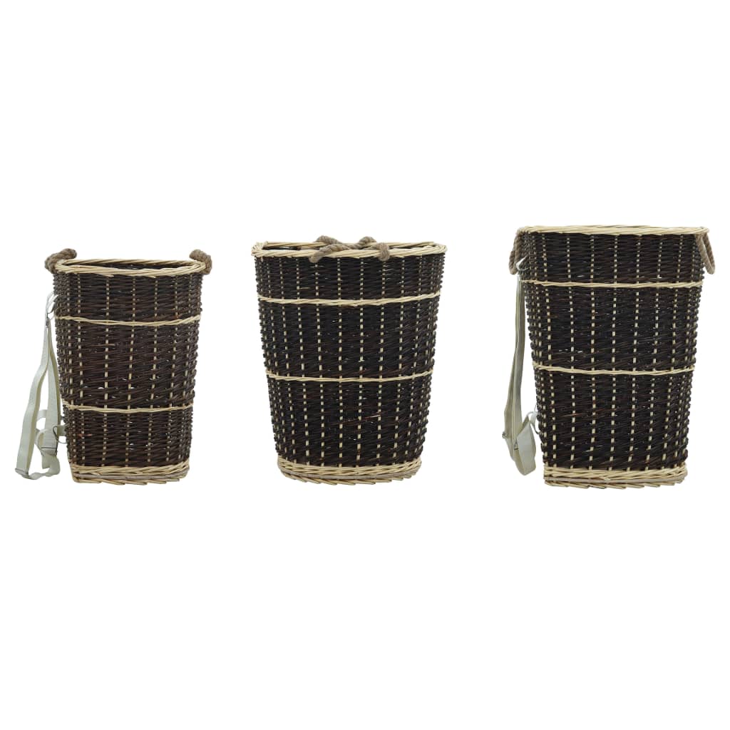 Cesta per Legna con Spallacci 44,5x37x50cm Salice Naturale