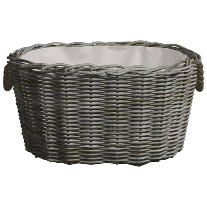 Cesta per Legna con Maniglie 59x42x28 cm Salice Grigia