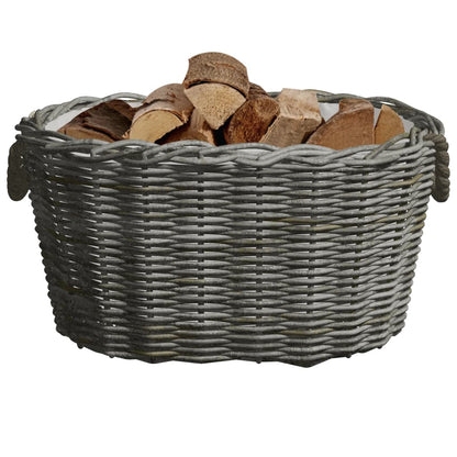 Cesta per Legna con Maniglie 59x42x28 cm Salice Grigia