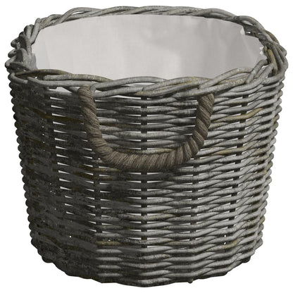 Cesta per Legna con Maniglie 59x42x28 cm Salice Grigia