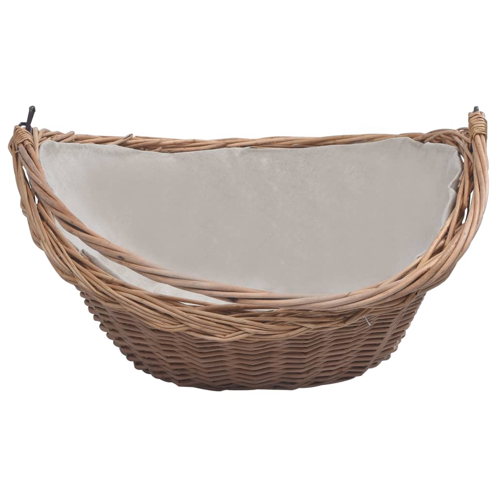 Cesta Legna da Ardere con Manico 57x46,5x52cm Marrone in Salice