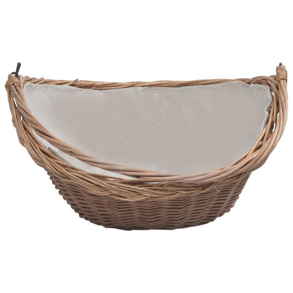 Cesta Legna da Ardere con Manico 57x46,5x52cm Marrone in Salice