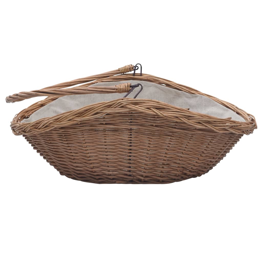 Cesta Legna da Ardere con Manico 57x46,5x52cm Marrone in Salice