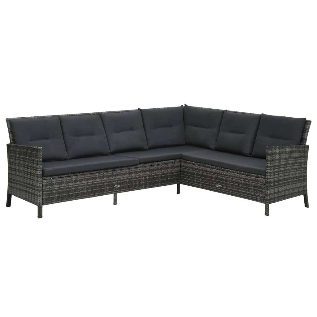 Set Divani da Giardino 4 pz con Cuscini in Polyrattan Grigio