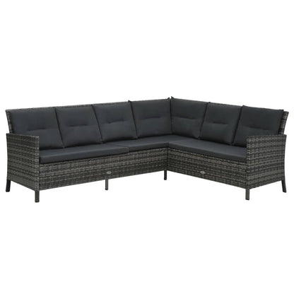 Set Divani da Giardino 4 pz con Cuscini in Polyrattan Grigio