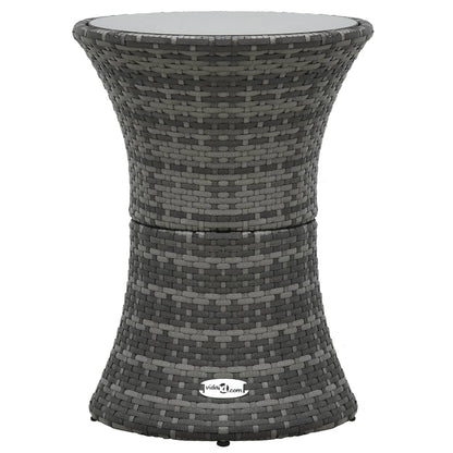 Tavolino da Giardino a Forma di Tamburo Grigio in Polyrattan