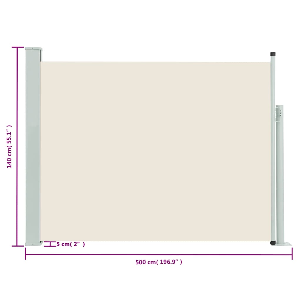 Tenda Laterale Retrattile per Patio 140x500 cm Crema