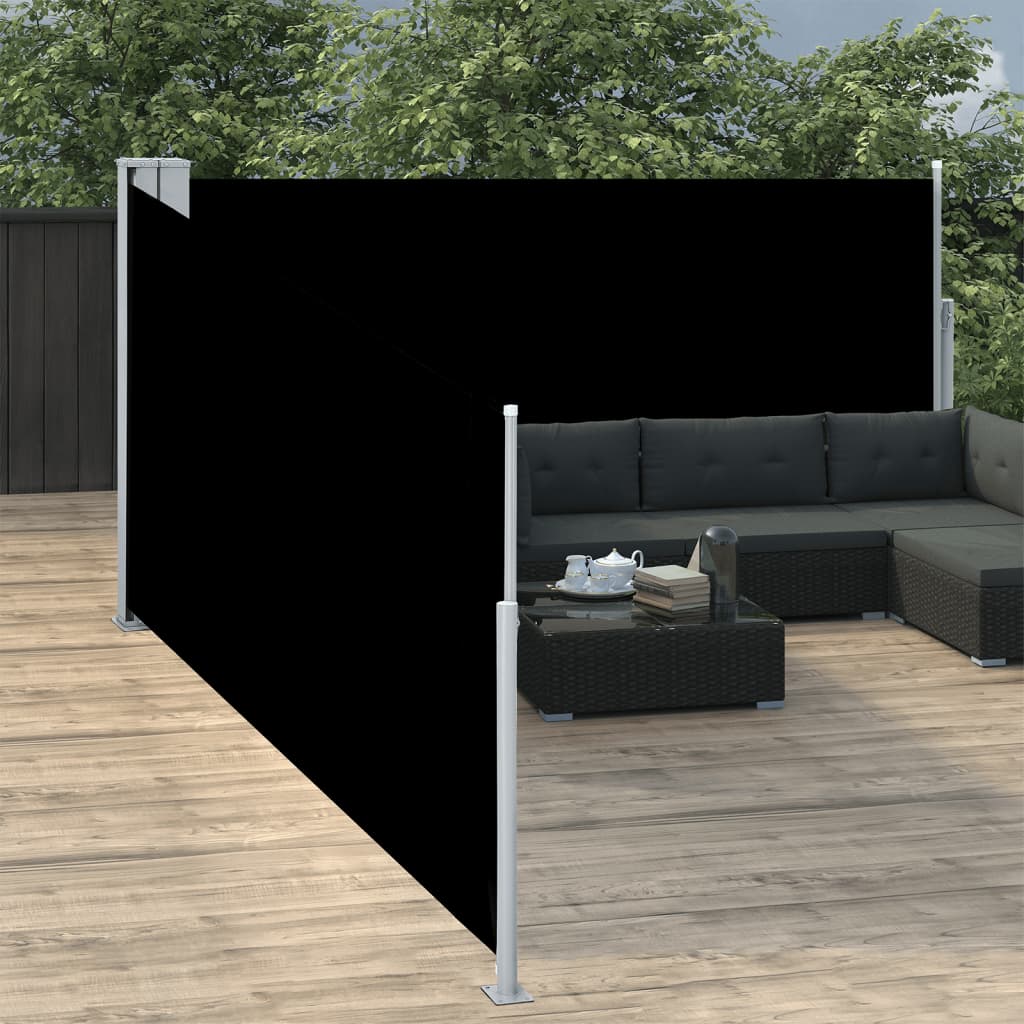 Tenda da Sole Laterale Retrattile Nera 120x1000 cm
