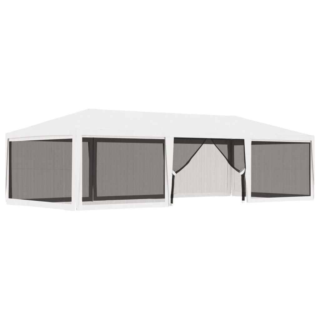 Tendone per Feste con 4 Pareti in Rete 4x9 m Bianco