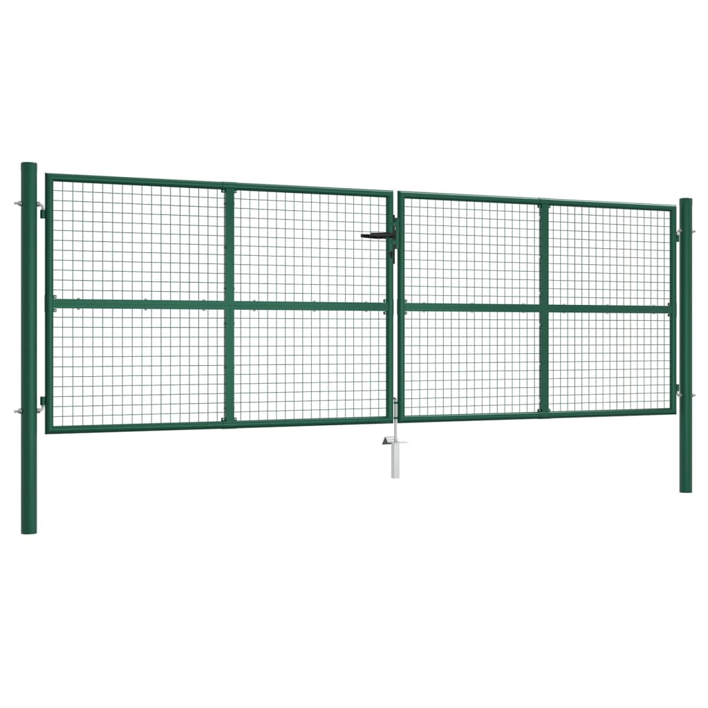 Cancello da Giardino a Rete in Acciaio 390x125 cm Verde