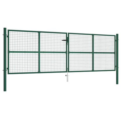 Cancello da Giardino a Rete in Acciaio 390x125 cm Verde