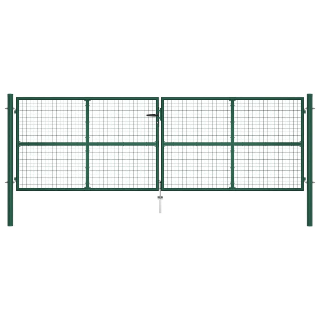 Cancello da Giardino a Rete in Acciaio 390x125 cm Verde