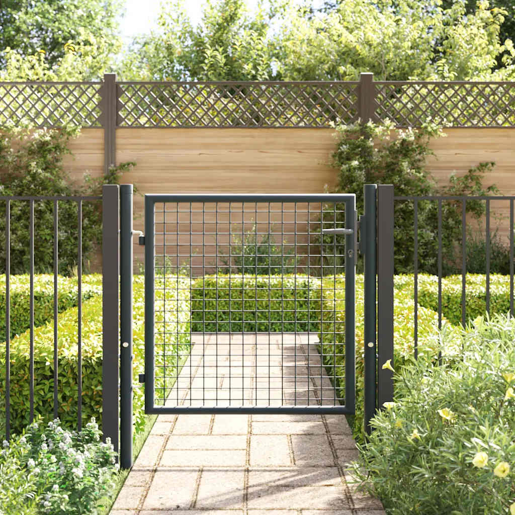 Cancello per Giardino in Acciaio Zincato 100x125 cm Grigio