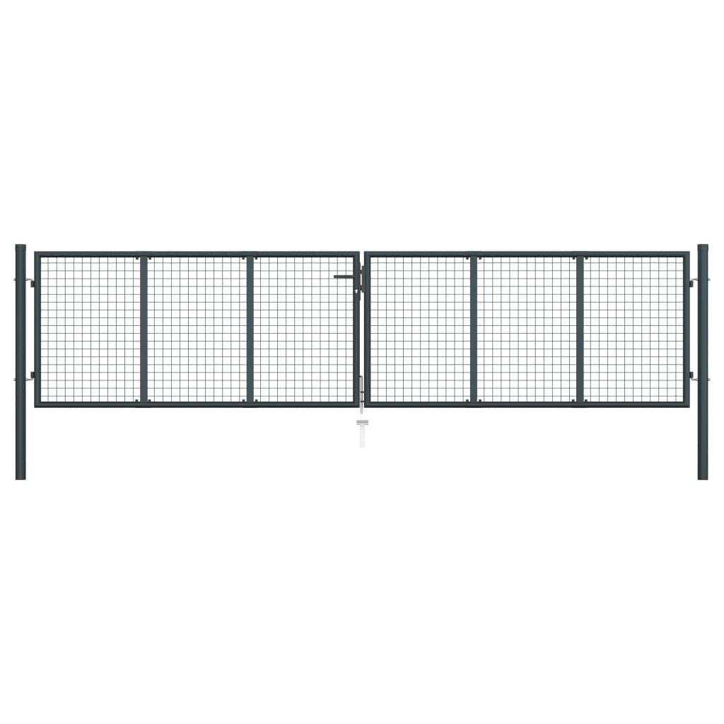 Cancello per Giardino in Acciaio Zincato 400x125cm Grigio