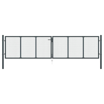 Cancello per Giardino in Acciaio Zincato 400x125cm Grigio