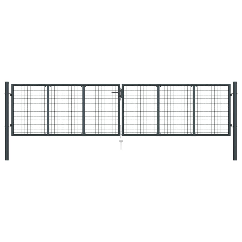 Cancello per Giardino in Acciaio Zincato 400x150 cm Grigio