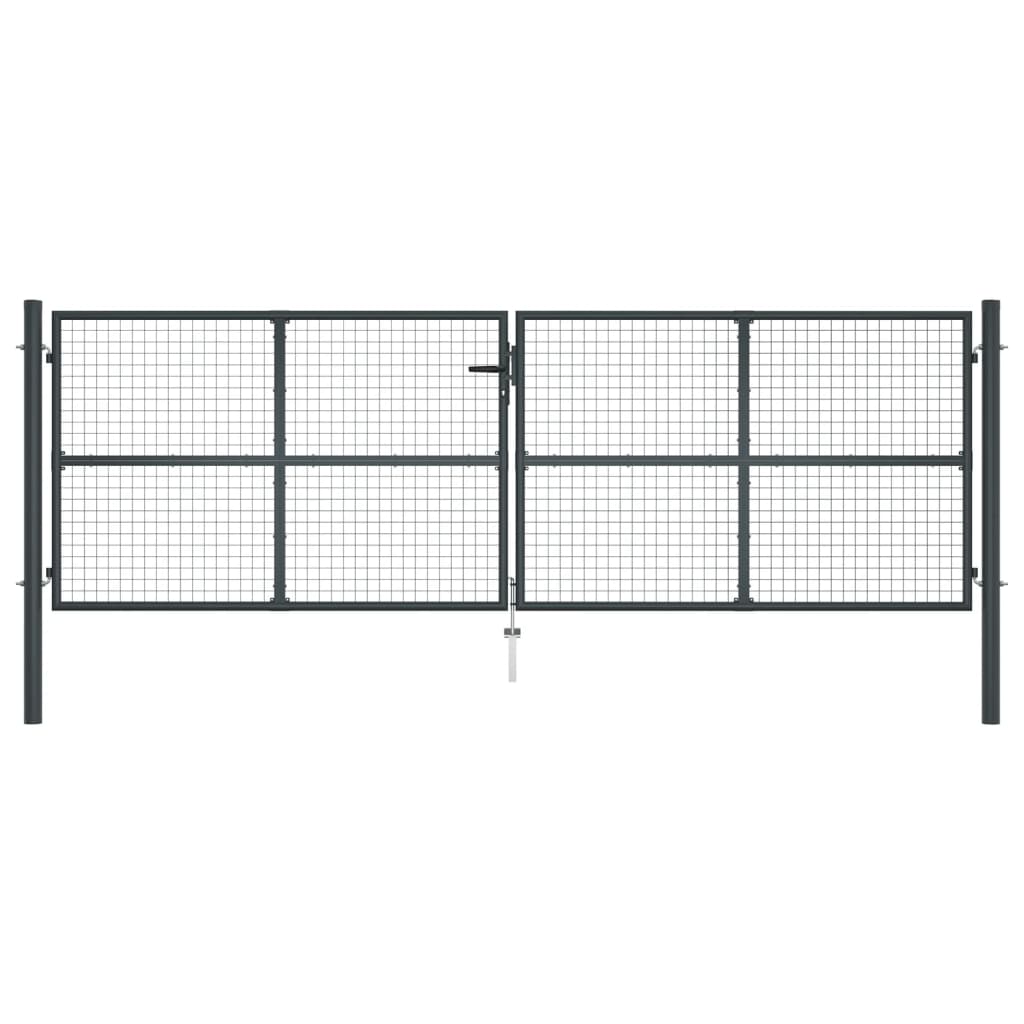 Cancello per Giardino in Acciaio Zincato Grigio 400x175 cm