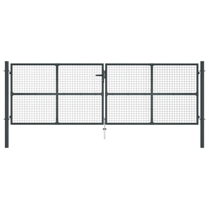Cancello per Giardino in Acciaio Zincato Grigio 400x175 cm