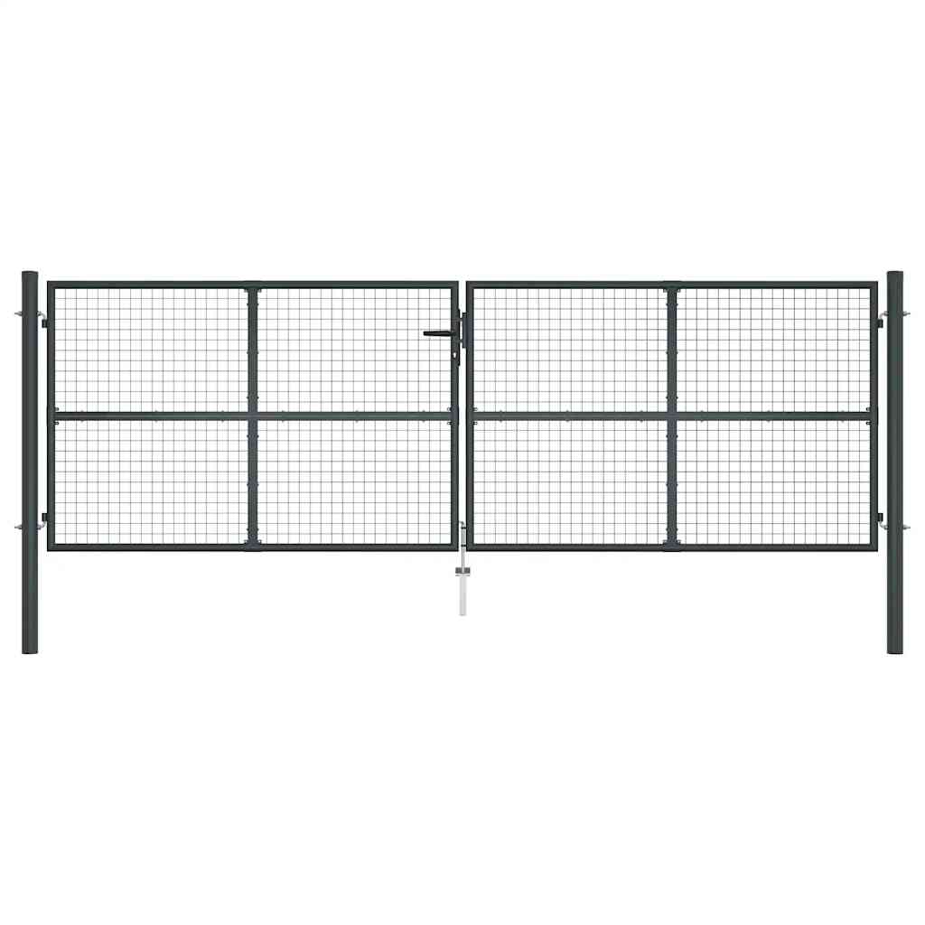 Cancello da Giardino in Rete di Acciaio Zincato 400x125 cm Grigio