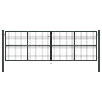 Cancello da Giardino in Rete di Acciaio Zincato 400x125 cm Grigio